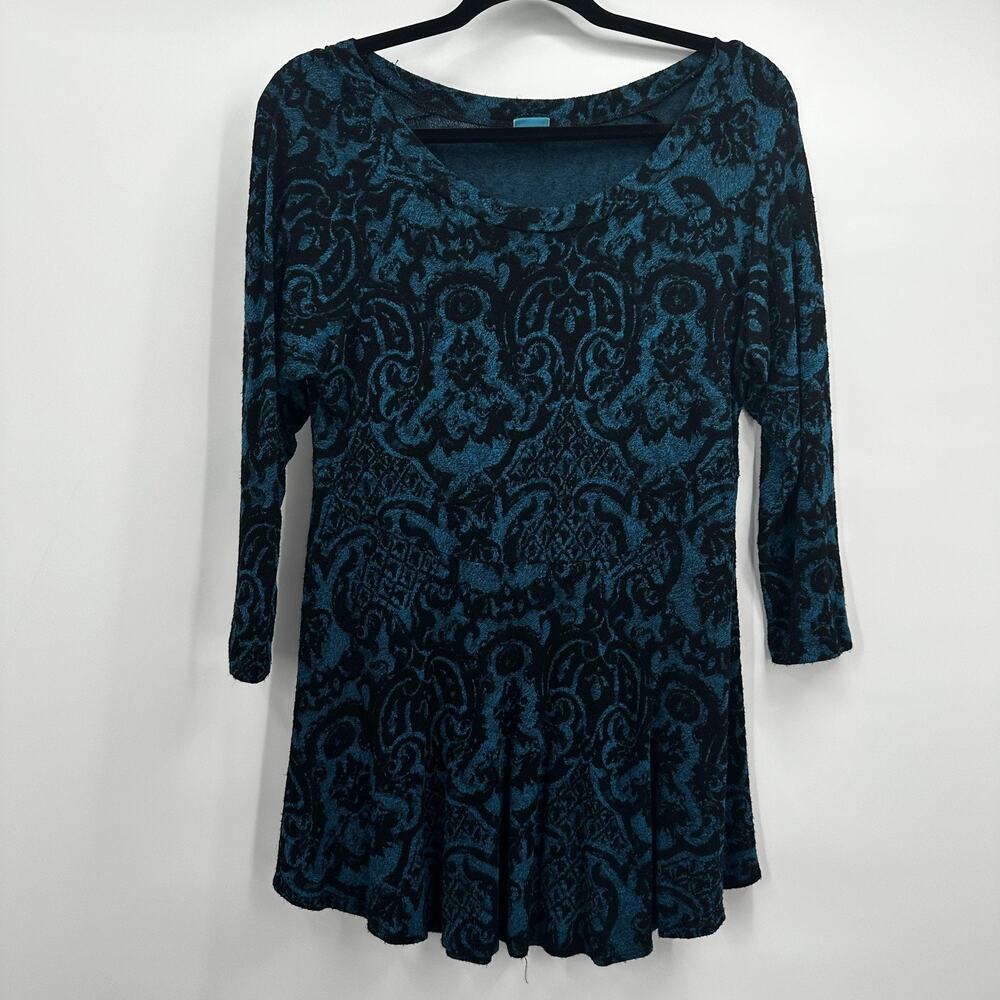 Tianello‎ Sochi Tunic Womens Medium Velvet Pattern Long Sleeve Made in USA